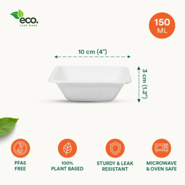 Sugarcane Bagasse 150ml Square Bowl