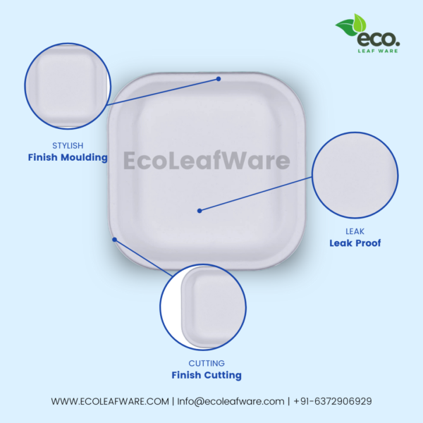 Sugarcane Bagasse Square Plate - Image 4