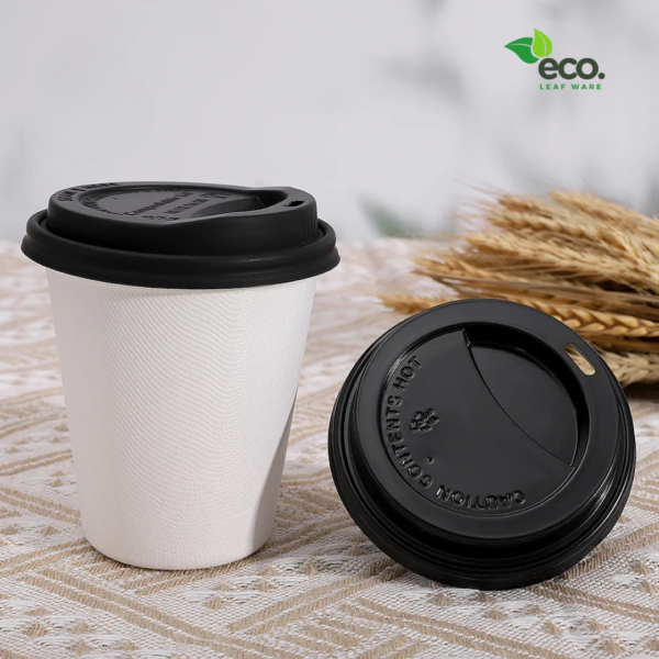 Sugarcane Fiber Cups with Plastic Lids